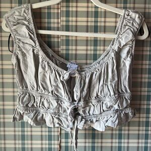 Light Gray Ruched Crop Top